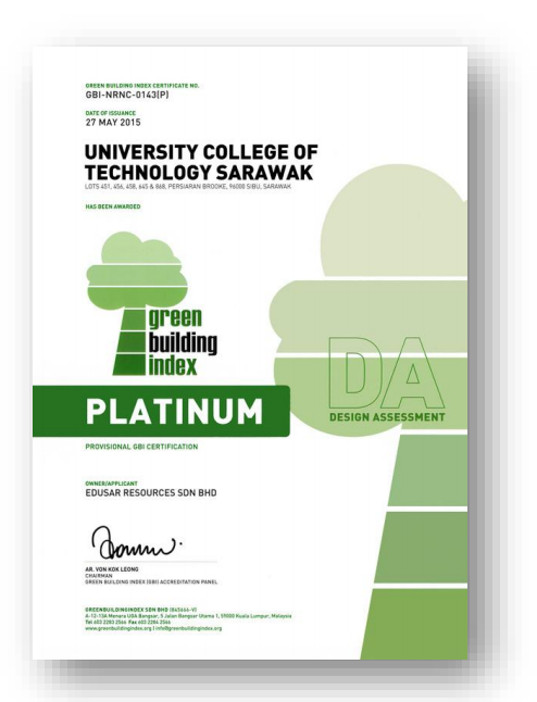 UCTS Green Building Index - Platinum Certification